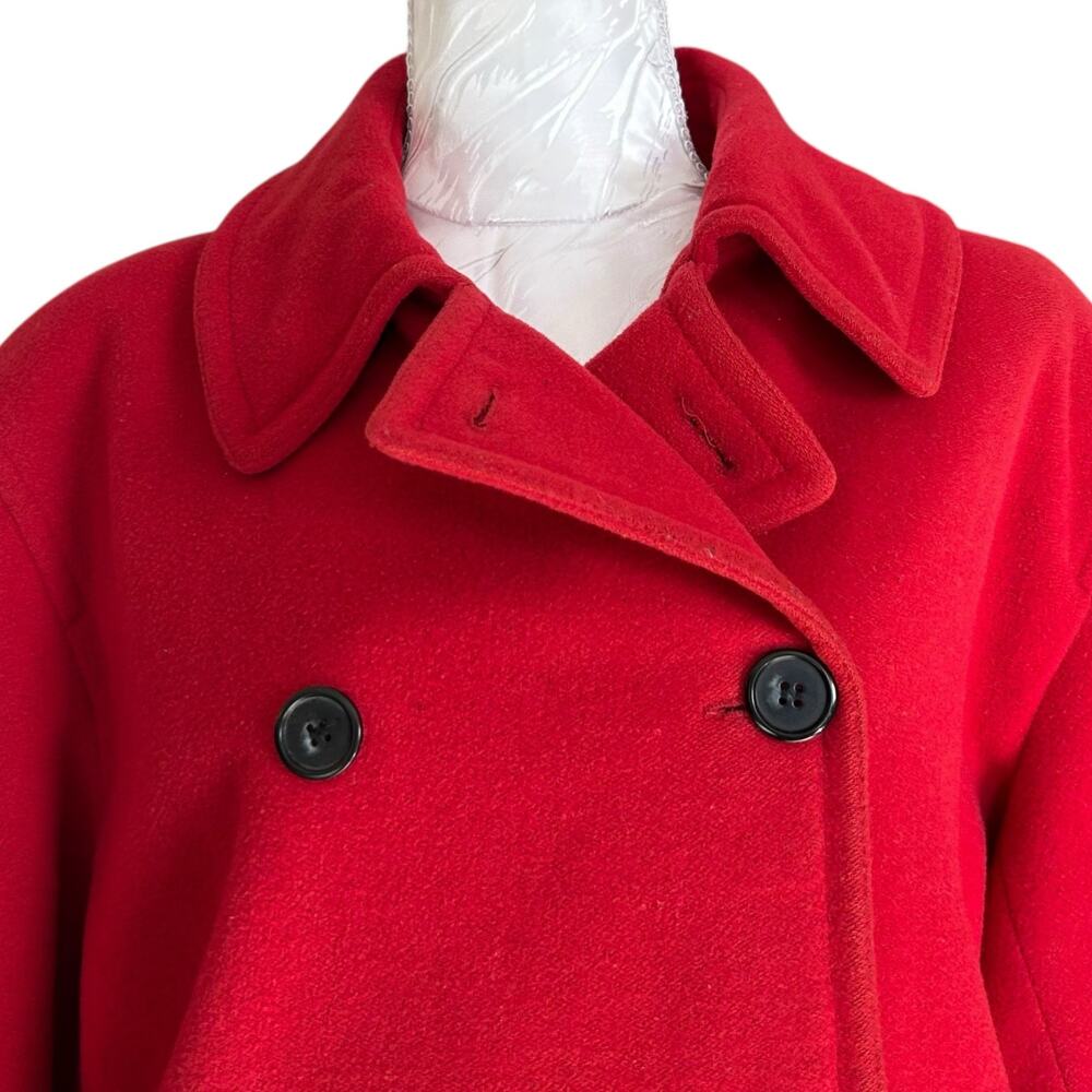 LizSport Red Wool Cashmere Pea Coat Vintage Womens Sz Large Quiet Luxury Classic - Picture 6 of 16